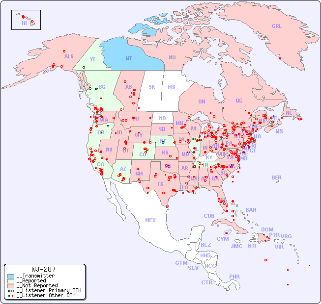 __North American Reception Map for WJ-287