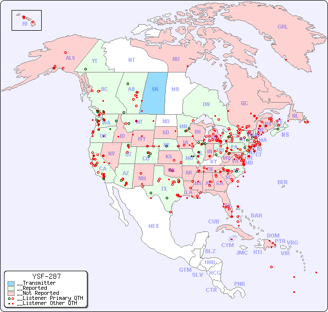 __North American Reception Map for YSF-287
