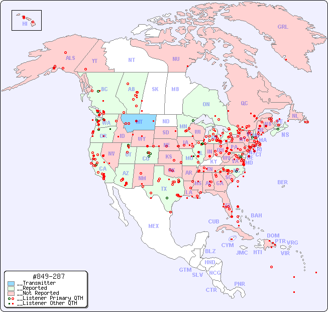 __North American Reception Map for #849-287