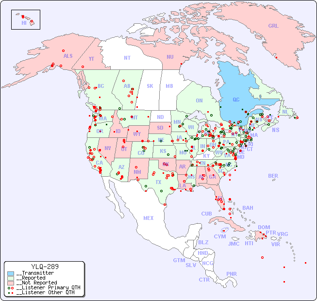 __North American Reception Map for YLQ-289