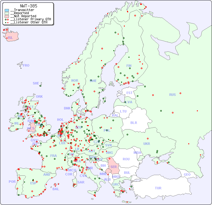 __European Reception Map for NWT-385