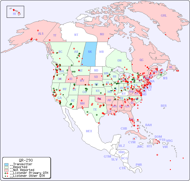 __North American Reception Map for QR-290