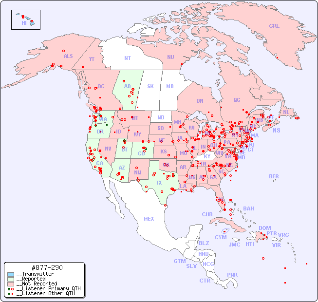 __North American Reception Map for #877-290