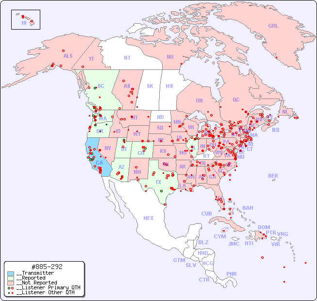 __North American Reception Map for #885-292