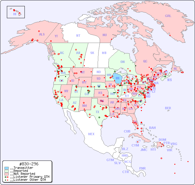 __North American Reception Map for #830-296