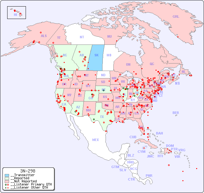 __North American Reception Map for 3N-298