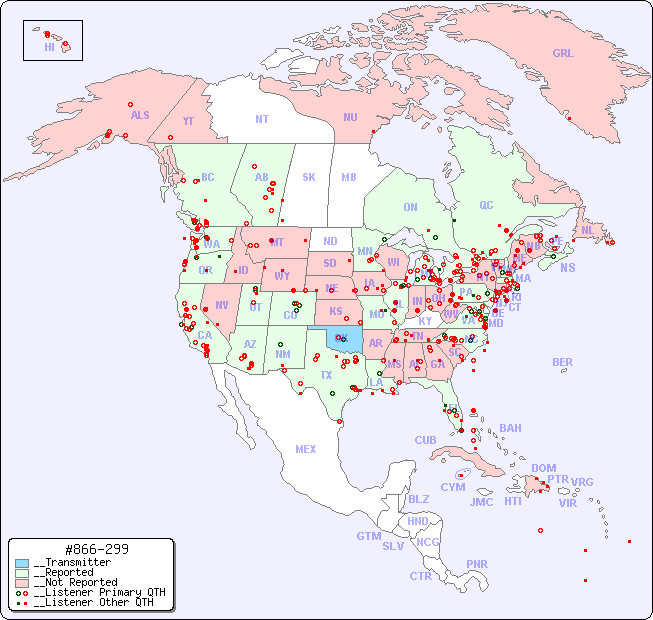 __North American Reception Map for #866-299