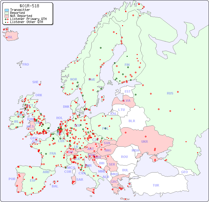 European Reception Map for $01R-518