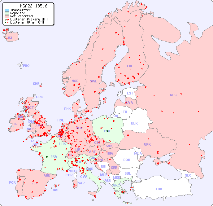 European Reception Map for HGA22-135.6