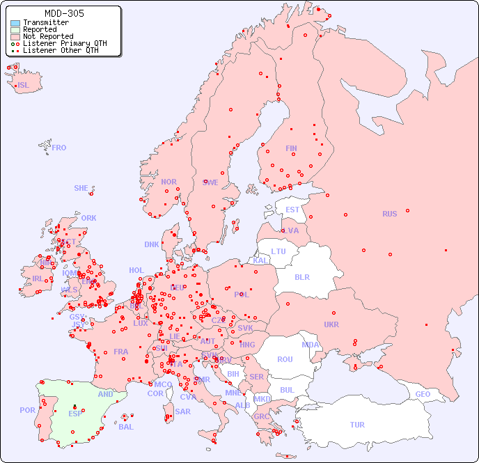 European Reception Map for MDD-305