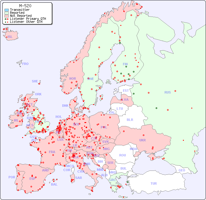 European Reception Map for M-520