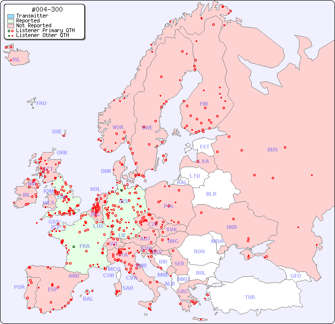 European Reception Map for #004-300