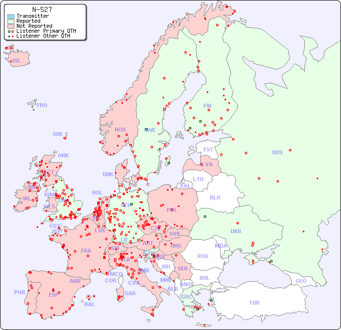 European Reception Map for N-527