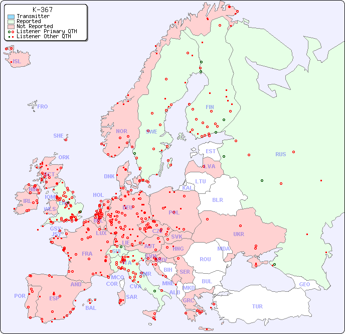 European Reception Map for K-367