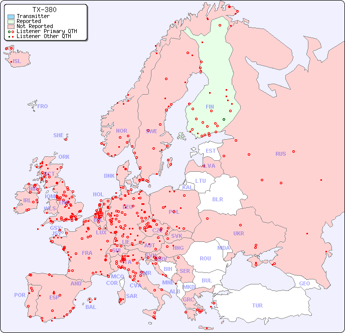 European Reception Map for TX-380