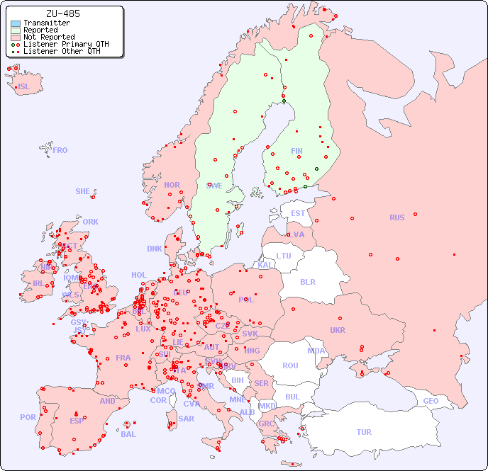 European Reception Map for ZU-485