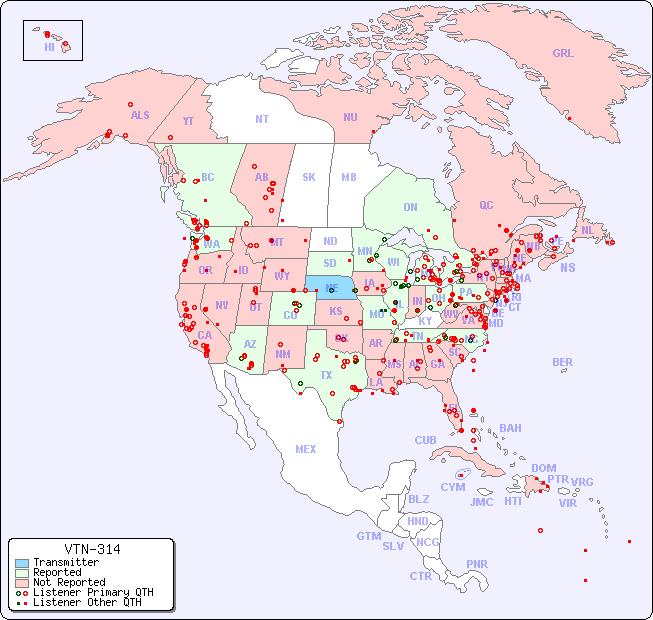 North American Reception Map for VTN-314