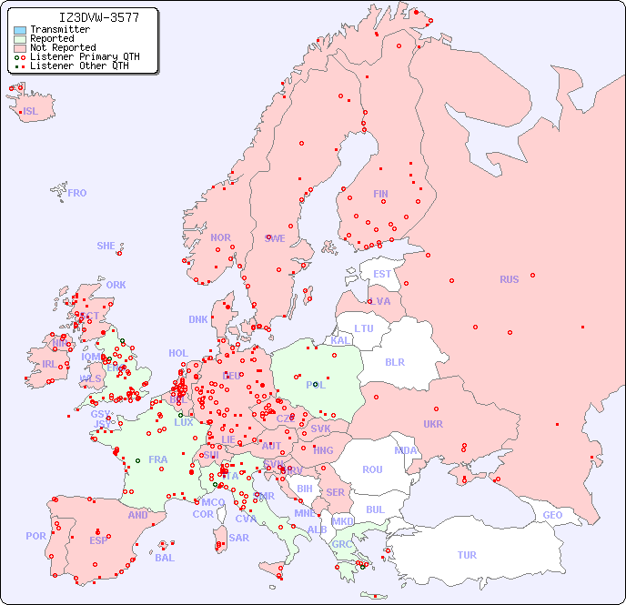 European Reception Map for IZ3DVW-3577