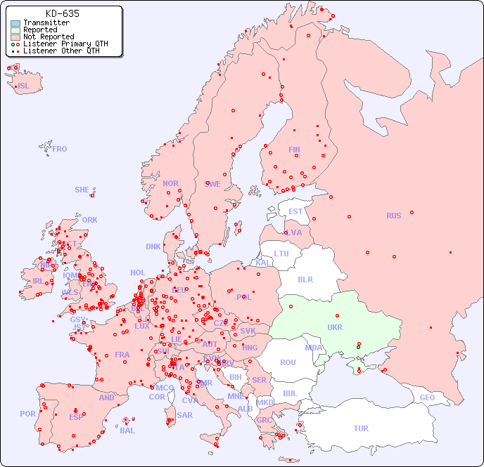 European Reception Map for KD-635