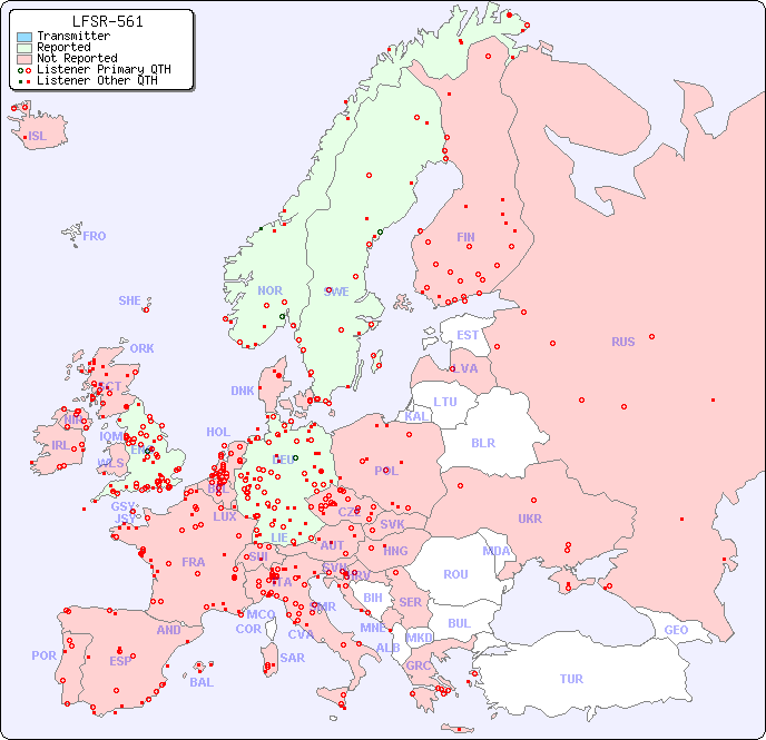 European Reception Map for LFSR-561