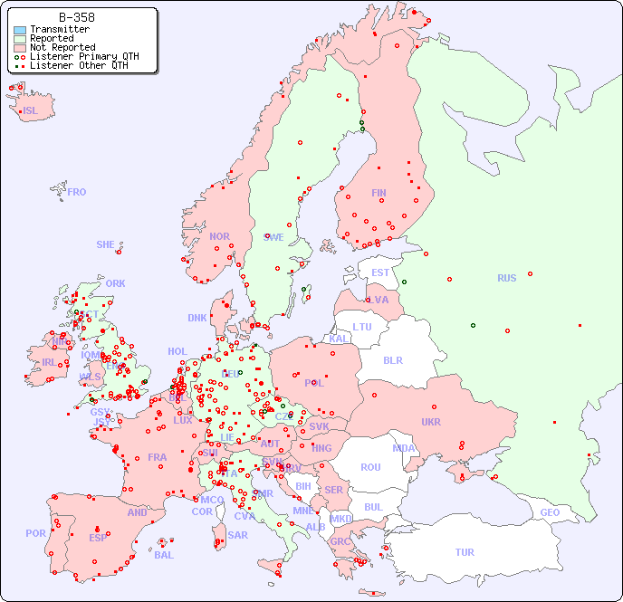 European Reception Map for B-358