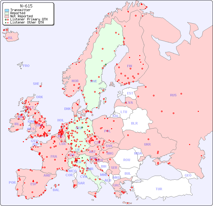 European Reception Map for N-615