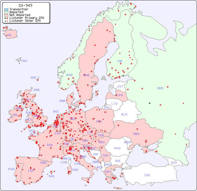 European Reception Map for SX-949