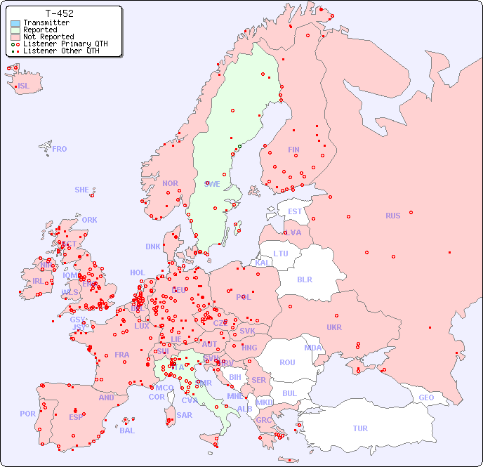 European Reception Map for T-452