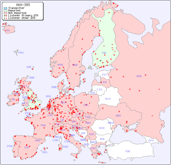 European Reception Map for A6A-385