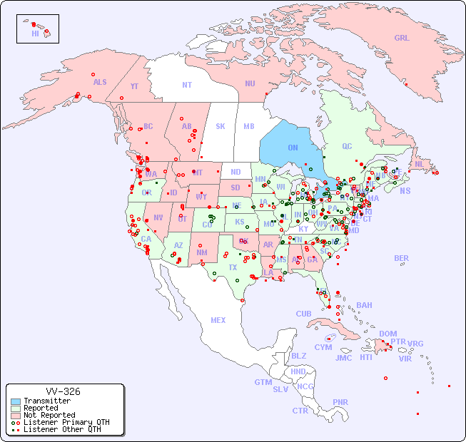 North American Reception Map for VV-326