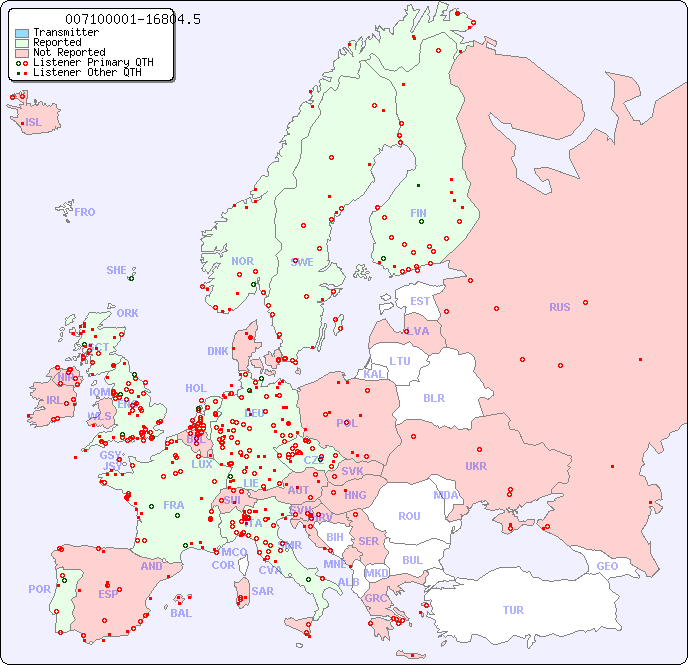 European Reception Map for 007100001-16804.5