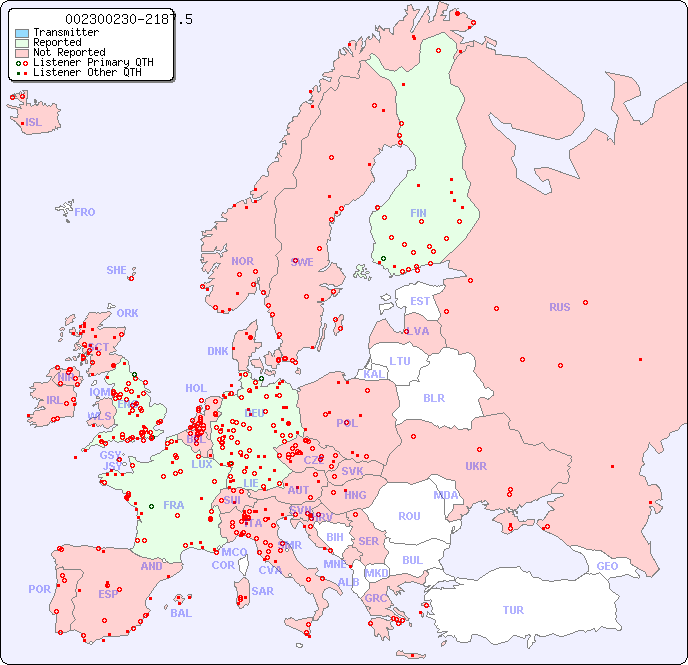 European Reception Map for 002300230-2187.5