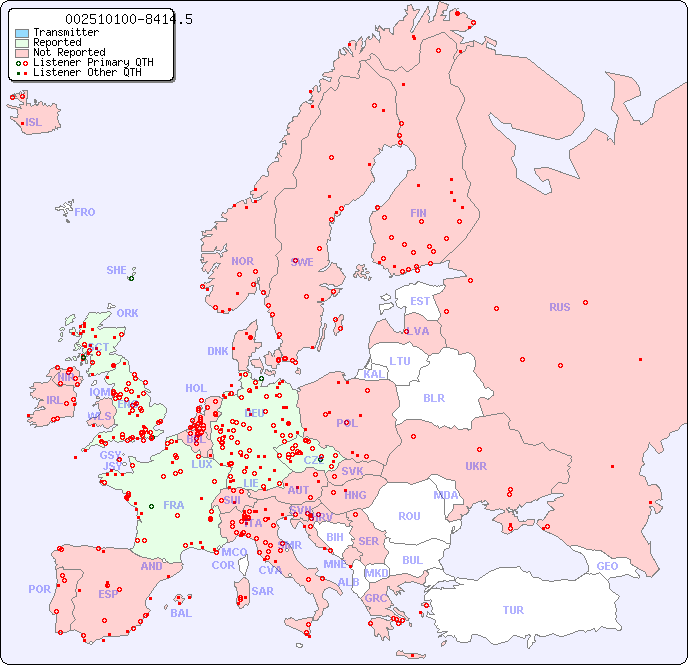 European Reception Map for 002510100-8414.5
