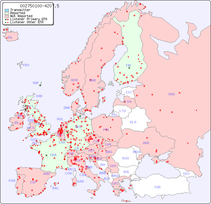 European Reception Map for 002750100-4207.5