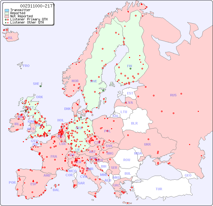 European Reception Map for 002311000-2177