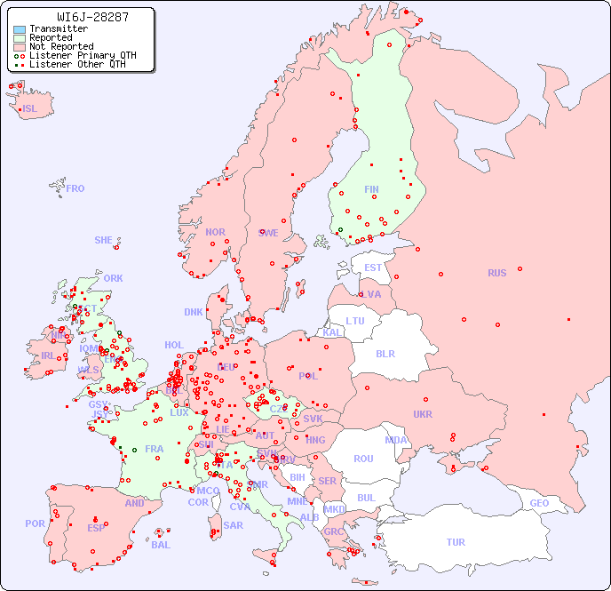 European Reception Map for WI6J-28287