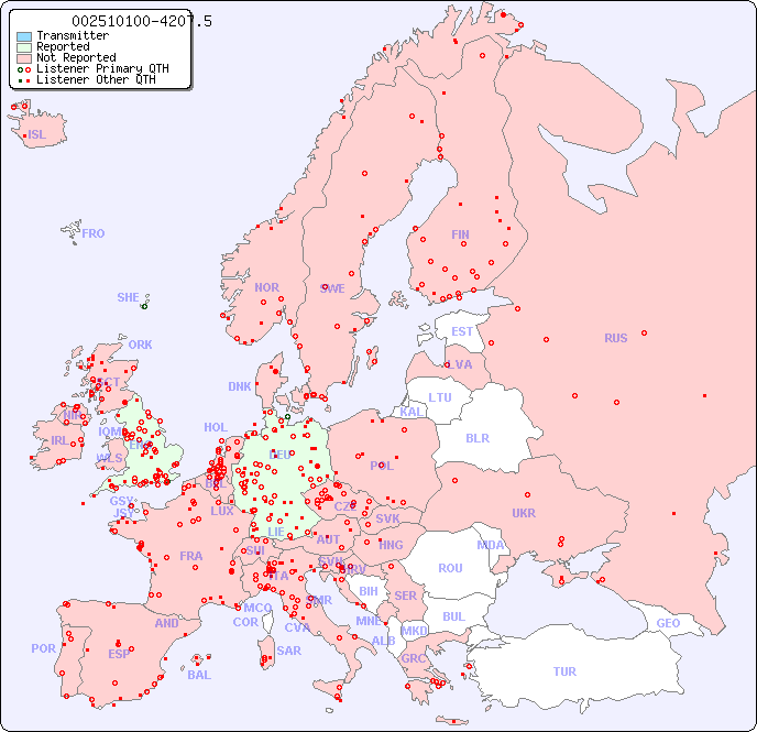 European Reception Map for 002510100-4207.5