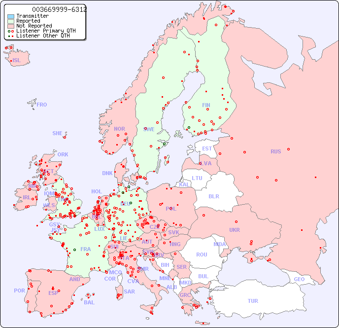European Reception Map for 003669999-6312