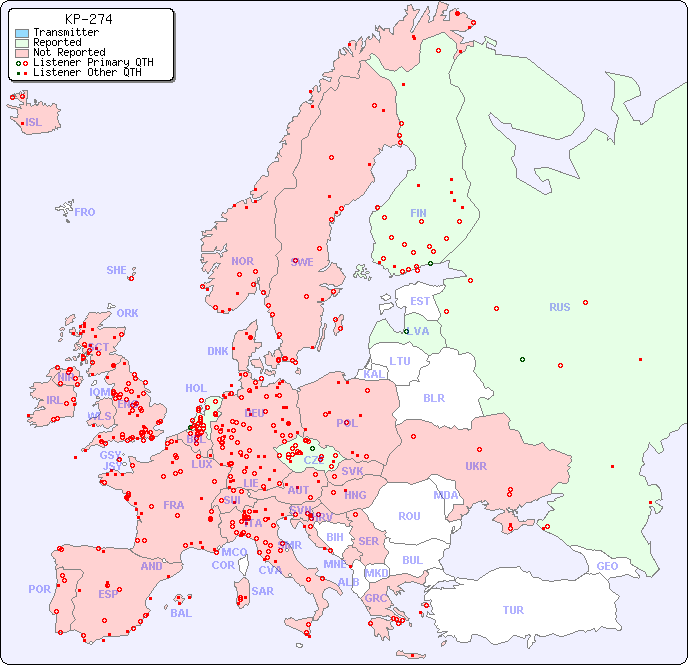 European Reception Map for KP-274