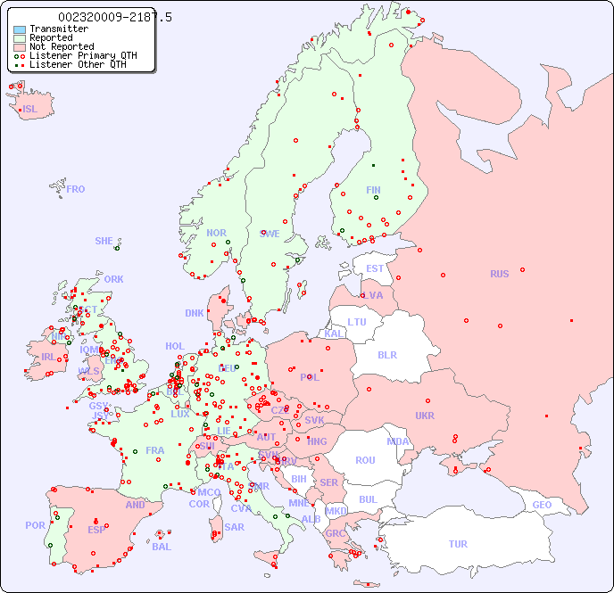 European Reception Map for 002320009-2187.5