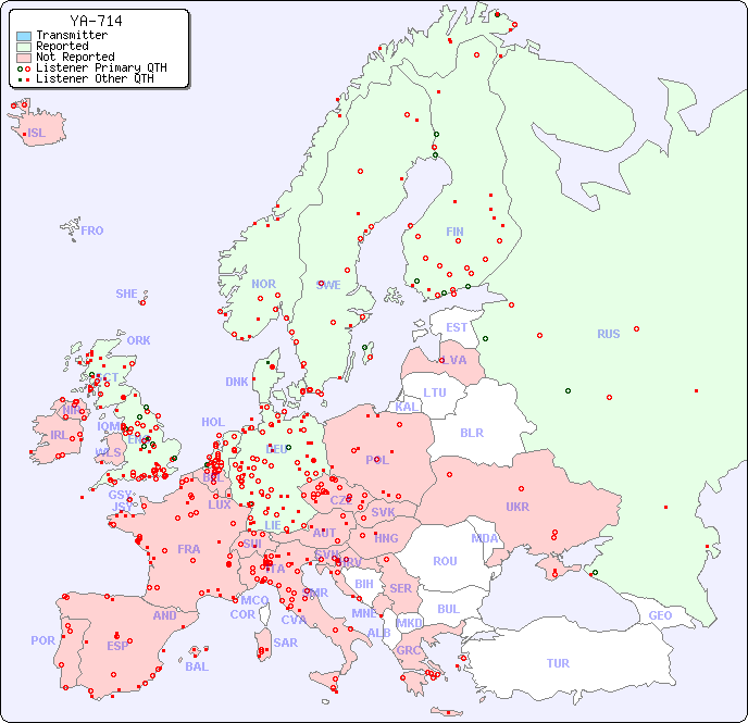 European Reception Map for YA-714