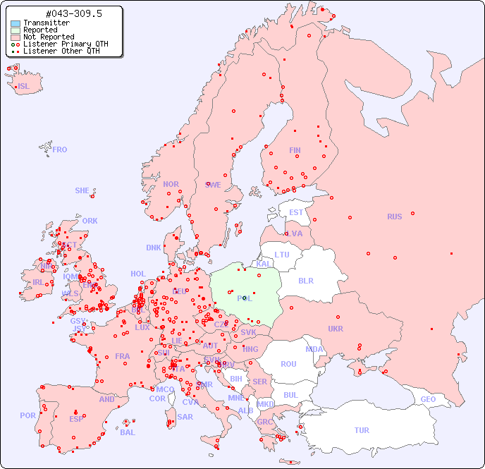 European Reception Map for #043-309.5