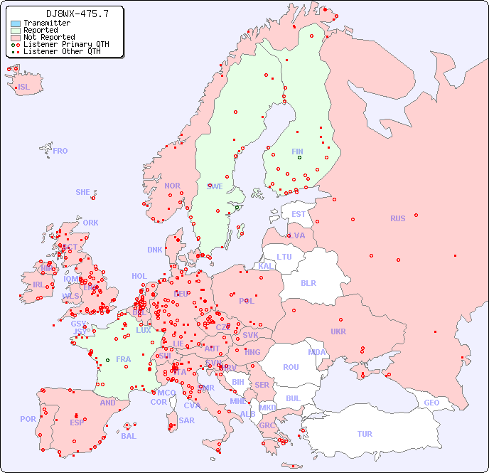 European Reception Map for DJ8WX-475.7