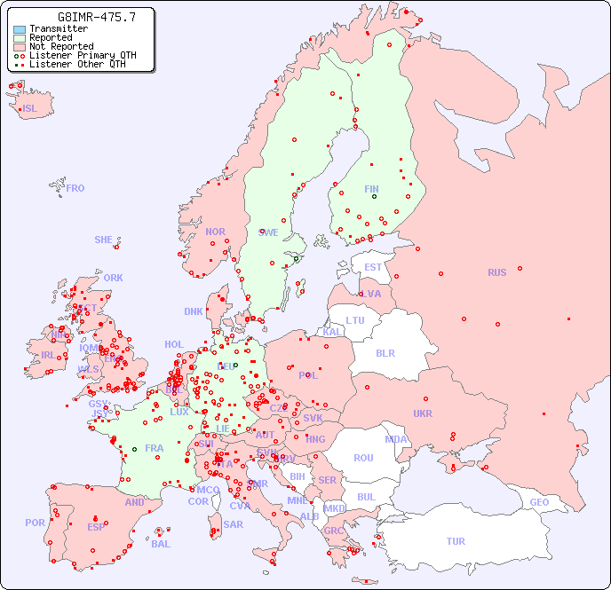European Reception Map for G8IMR-475.7