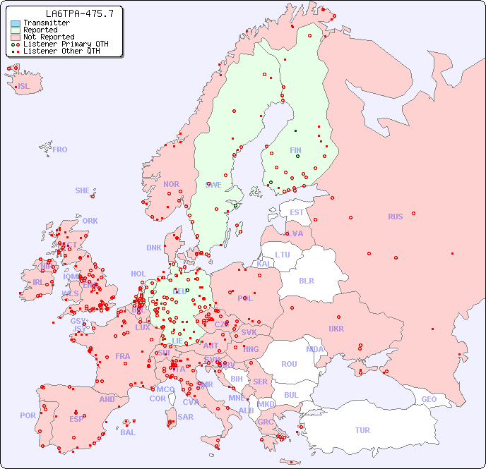 European Reception Map for LA6TPA-475.7