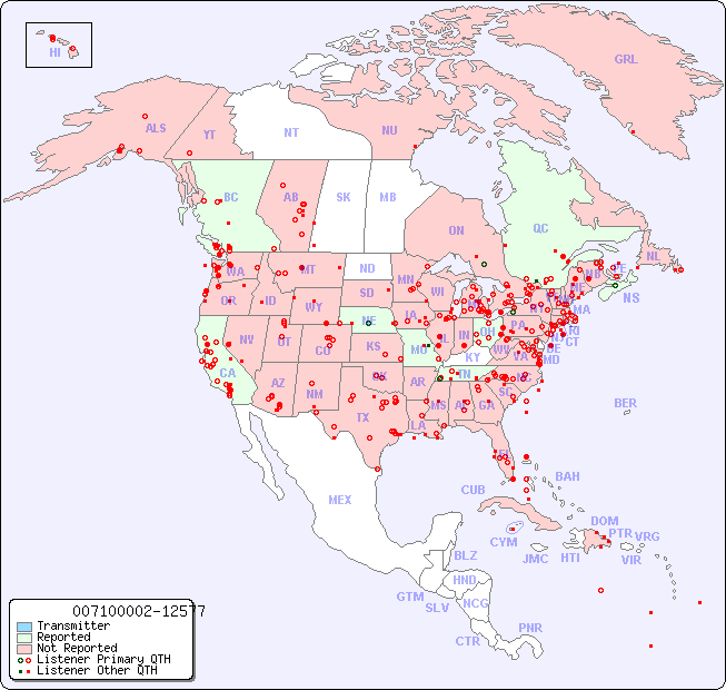 North American Reception Map for 007100002-12577