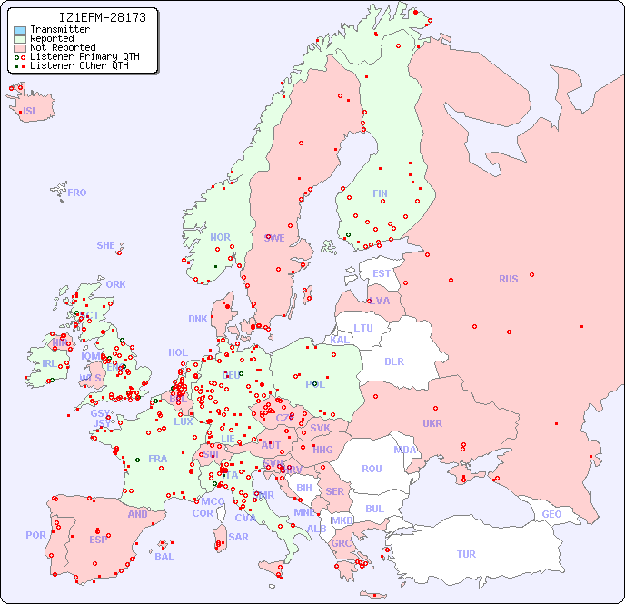 European Reception Map for IZ1EPM-28173