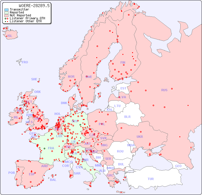 European Reception Map for W0ERE-28289.5