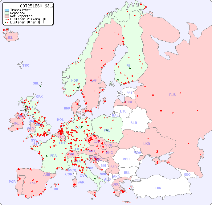 European Reception Map for 007251860-6312