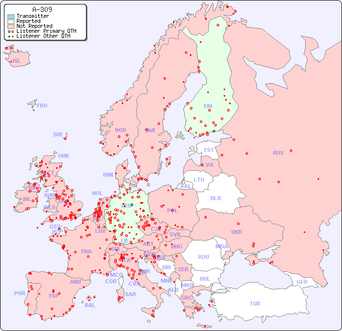 European Reception Map for A-309